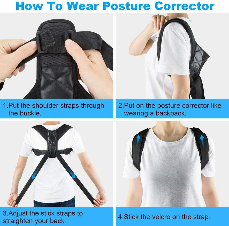 Posture Corrector Men Women Upper Back Pain Brace Clavicle Support Straightener - Fit2spark